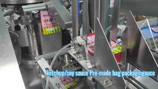 Machine d'emballage de sacs préfabriqués pour sauce, machine d'emballage de sacs plats à quatre côtés