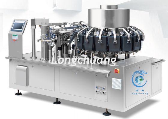 qualité  High Speed 100BPM Rotary Automatic Vacuum Packaging Machine For Dried Meat Dumplings usine
